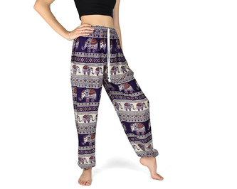 Kalhoty Joga SOLADA, fialové s krémovou