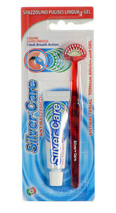SilverCare Antibacterial Care antibakteriální kartáček na jazyk Tongue Brush 1 ks + gel na jazyk Tongue Cleaning Gel 25 ml