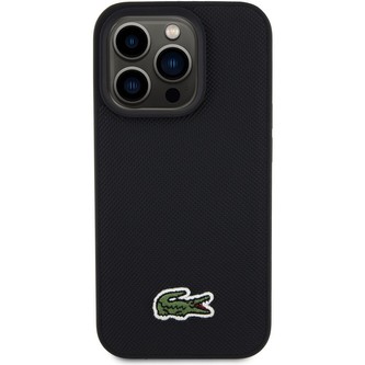 Lacoste Iconic Petit Pique Woven Logo Magsafe kryt iPhone 15 Pro černý