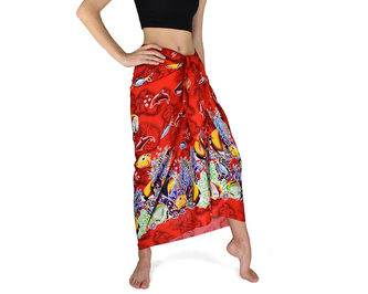 Sarong - Pareo VERADIS, červený, podmořský svět