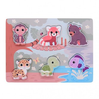 Dřevěné puzzle hmatové se zvířátky Jouéco®