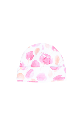 enie baby Dětská čepice s ohybem 6-9m Pink Leaves enie baby Dětská čepice s ohybem 6-9m Pink Leaves