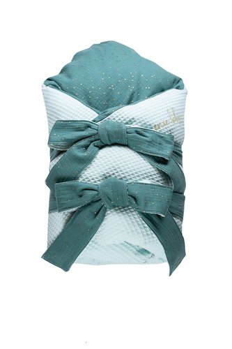 enie baby Zavinovačka VAFLOVÁ  světle modrá/petrolejová  80x80 cm z dutého vlákna