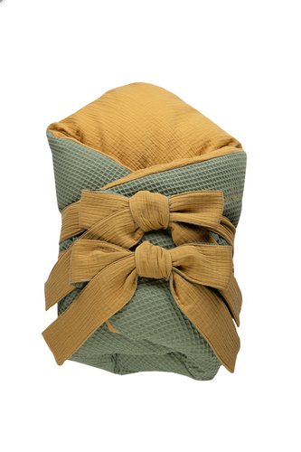 enie baby Zavinovačka VAFLOVÁ  khaki/karamel  80x80 cm z dutého vlákna