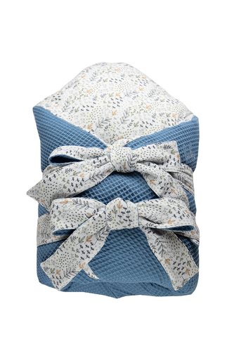 enie baby Péřová zavinovačka VAFLOVÁ  tmavě modrá/bílá 80x80 cm