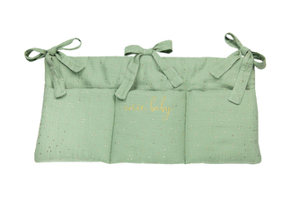 enie baby Mušelínový kapsář khaki se zlatými puntíky enie baby Mušelínový kapsář khaki se zlatými puntíky