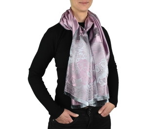 Šátek kašmírské hedvábí světle růžová - sloni