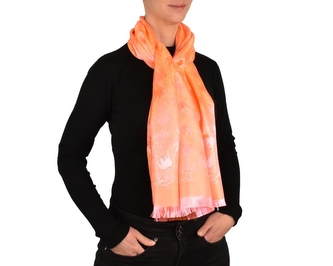 Šátek kašmírské hedvábí oranžová - sloni