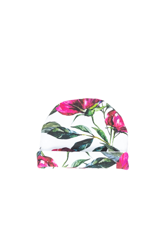 enie baby Dětská čepice s ohybem 6-9m Flowers enie baby Dětská čepice s ohybem 6-9m Flowers