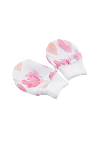 enie baby Novorozenecké rukavičky vel. 50-56 Pink Leaves