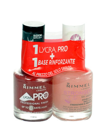Rimmel London Lycra Pro lak na nehty Lycra Pro 12 ml + zpevňující lak na nehty Stronger Base Coat 12 ml