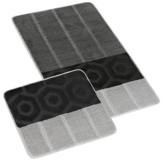 SADA BANY 60x100 + 60x50 cm - bez výkroje - pruhy - šedá, černá