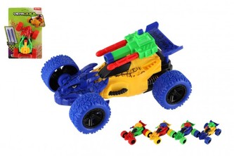 Auto terénní střílecí plast 15cm + 2 šipky na setrvačník 4 barvy  na kartě