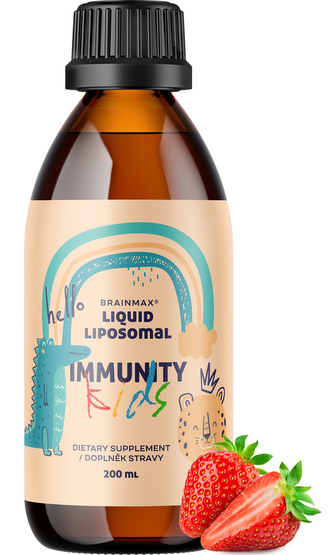 BrainMax Dětský lipozomální komplex vitamínů, pro podporu imunity, jahoda, 200 ml BrainMax Dětský lipozomální komplex vitamínů, pro podporu imunity, jahoda, 200 ml