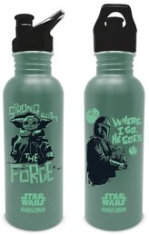 Nerezová outdoor láhev na pití Star Wars|Hvězdné války|TV Seriál The Mandalorian: Wherever I go He goes (objem 700 ml)