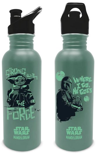 Nerezová outdoor láhev na pití Star Wars|Hvězdné války|TV Seriál The Mandalorian: Wherever I go He goes (objem 700 ml)