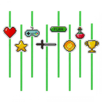 EKO papírová brčka - Game on, 8 ks