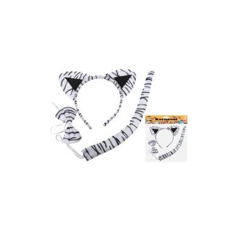 Set karneval - čelenka kravička/bílý tygr