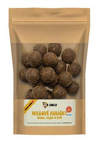 DINGO masové kuličky losos, vejce a krill 24mm, 150g