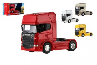 Auto kamion Welly  V8 R730 kov/plast 9,5cm na volný chod 4 barvy v krabičce 15x8x6cm