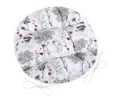 Sedák DITA kulatý prošívaný - šedé větvičky - šedá, červená, bílá - průměr 40 cm