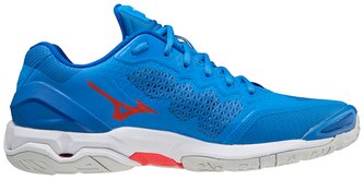 Mizuno WAVE STEALTH V / FRENCH BLUE / WHITE / IGNITION RED / Velikost boty: 45.0/10.5