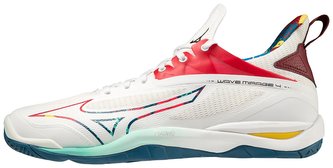 Mizuno WAVE MIRAGE 4 / White/High Visibility/Moroccan Blue Velikost boty: 38.0/5.0