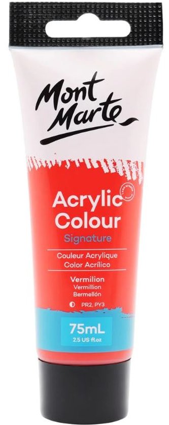 Mont Marte  akrylová barva,75ml, rumělka červená (Vermilion),tuba
