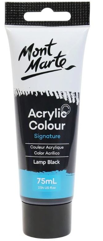 Mont Marte  akrylová barva,75ml, černá (Lamp Black), tuba