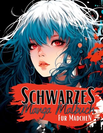 Schwarzes Manga Malbuch für Mädchen.