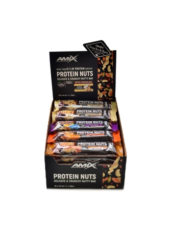 Amix - Protein nuts 25 x 40g delicate crunchy bar - čokoláda-ořechy-ovoce