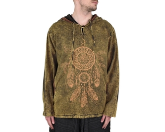 Pánská mikina Lapač snů, vel. L, světle zelená s hnědým lemem