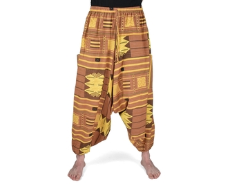 Harémové kalhoty aladin KAEW, žlutohnědé