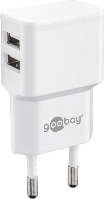 Goobay Napájecí a nabíjecí adaptér 230V na 2x USB, max.2,4A, bílý