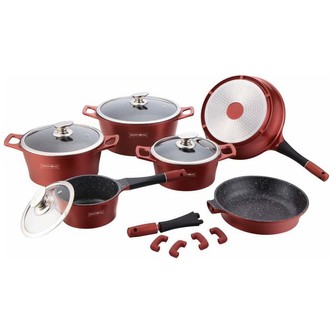 Sada nádobí Royalty, 14 ks, barva burgundy