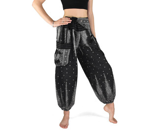 Kalhoty ARAN, černé "Hvězdná obloha", pasovka levá