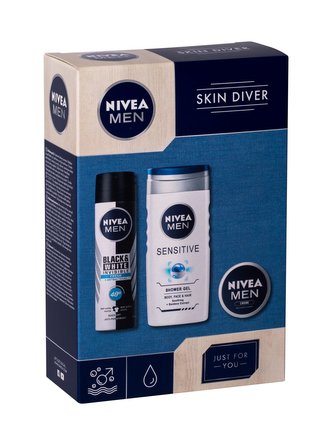 Nivea Men Sensitive sprchový gel 250 ml + antiperspirant Invisible Black & White Fresh 150 ml + univerzální krém Men Creme 30 ml