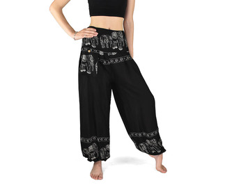 Kalhoty jóga MAHATI, černé, královští sloni