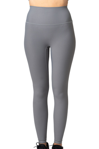 BrainMax žebrované legíny s vysokým pasem, šedá BrainMax žebrované legíny s vysokým pasem, šedá