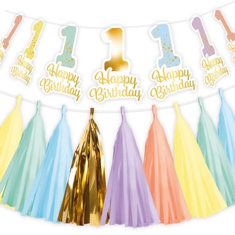 Dekorace na židle Rainbow - 1st Birthday  2 ks