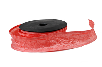 Textilní mačkaná stuha jahodová