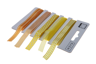 Žlutý set textilních stuh 1,1cm x 2m 5ks