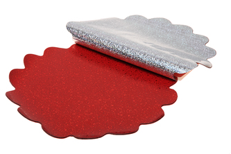 Floristická ronda 30cm holograf červená kolečka 1/2 50ks