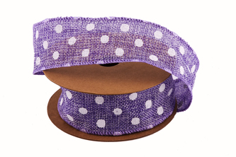 Jutová stuha s puntíkem 4cm x 6,4m 14 LILA