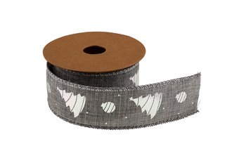 Vánoční jutová stuha 4cm x 5m AJ1739 20-stříbrná/stříbrná