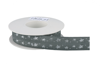 Stuha textilní tkaná hvězdy 384 2,5cm x 15m - 20 ŠEDÁ/STŘÍBRNÁ