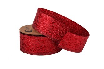 Stuha textilní metalická - ČERVENÁ