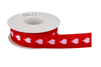 Stuha textilní tkaná srdce 354 3cm x 10m animato - 71 ČERVENÁ/BÍLÁ