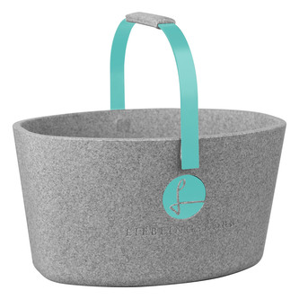 Milovaný košík LIEBLINGSKORB šedý s tyrkysovou