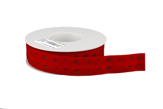 Stuha textilní tkaná hvězdy 384 2,5cm x 15m - 07 ČERVENÁ/ČERVENÁ